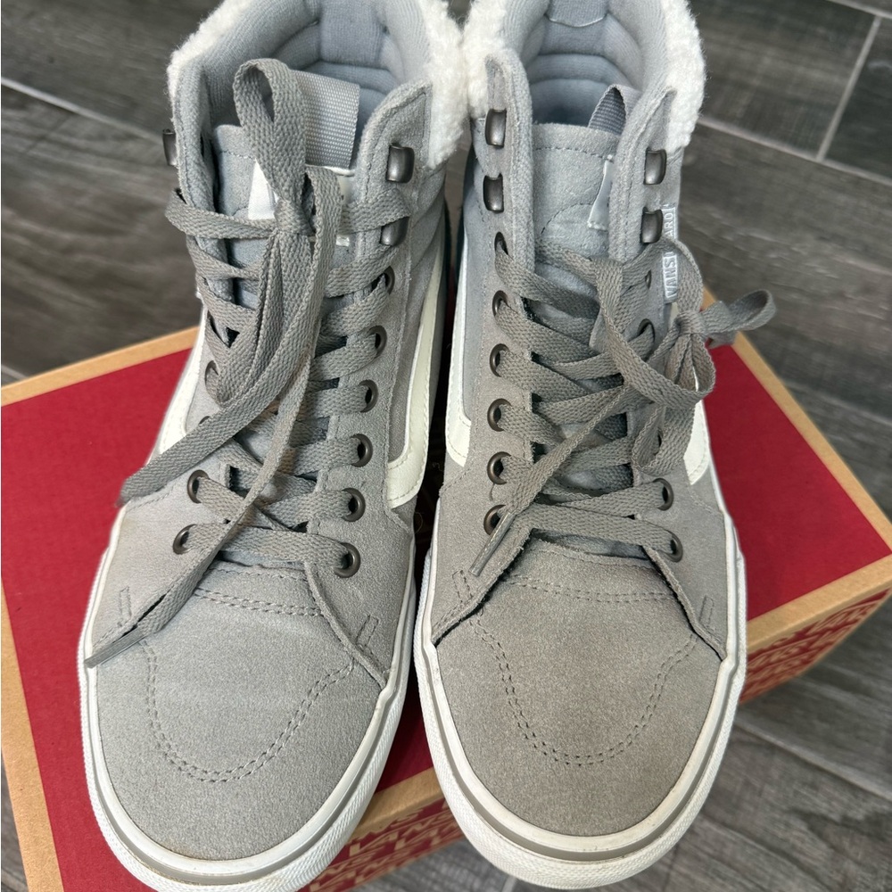 Vans Gray and White High-Top Sneakers